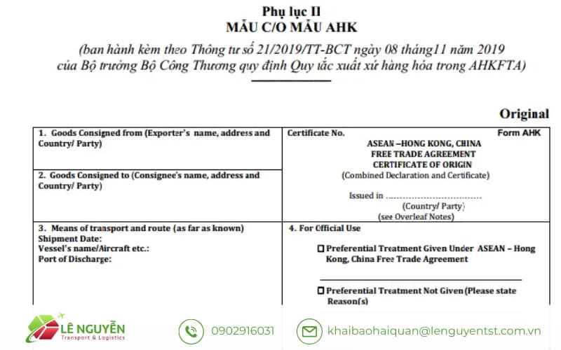 Điều kiện để hàng hóa được cấp C/O Form AHK