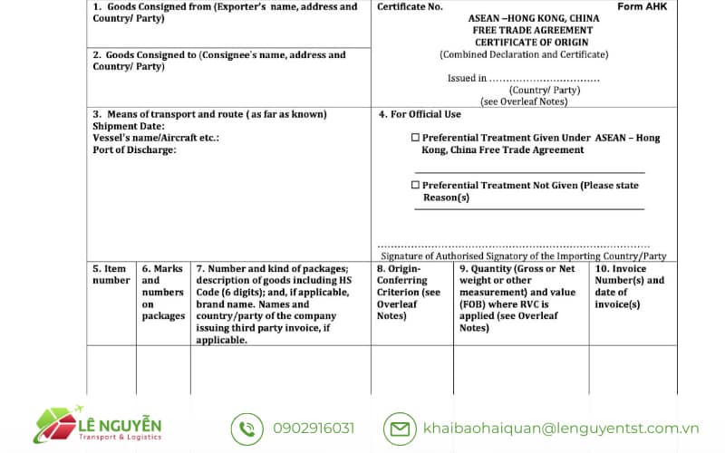 Quy trình xin cấp C/O Form AHK tại Việt Nam